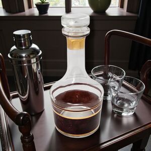 Vintage Culver Tortoiseshell Decanter with Stopper 22K Gold Barware Brown